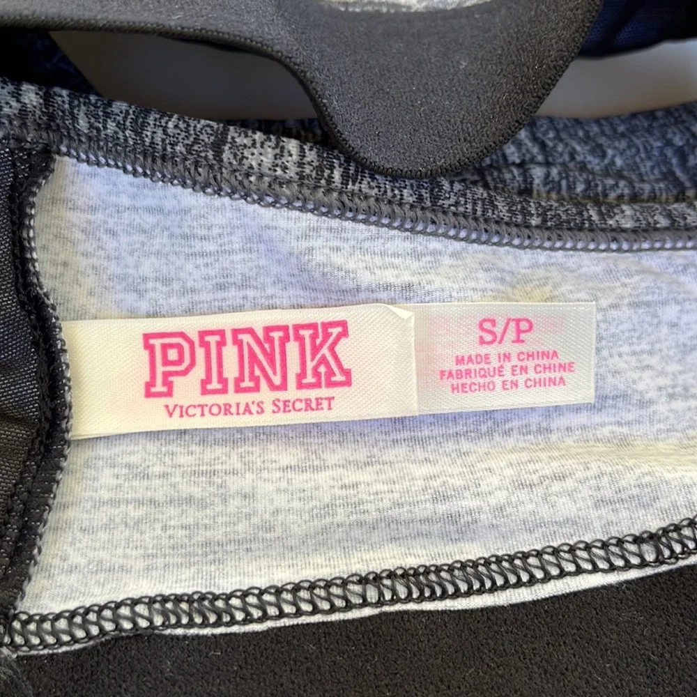 PINK by VS size S sports bra, racer back, gray and black, barely used, E… - Picture 3 of 5